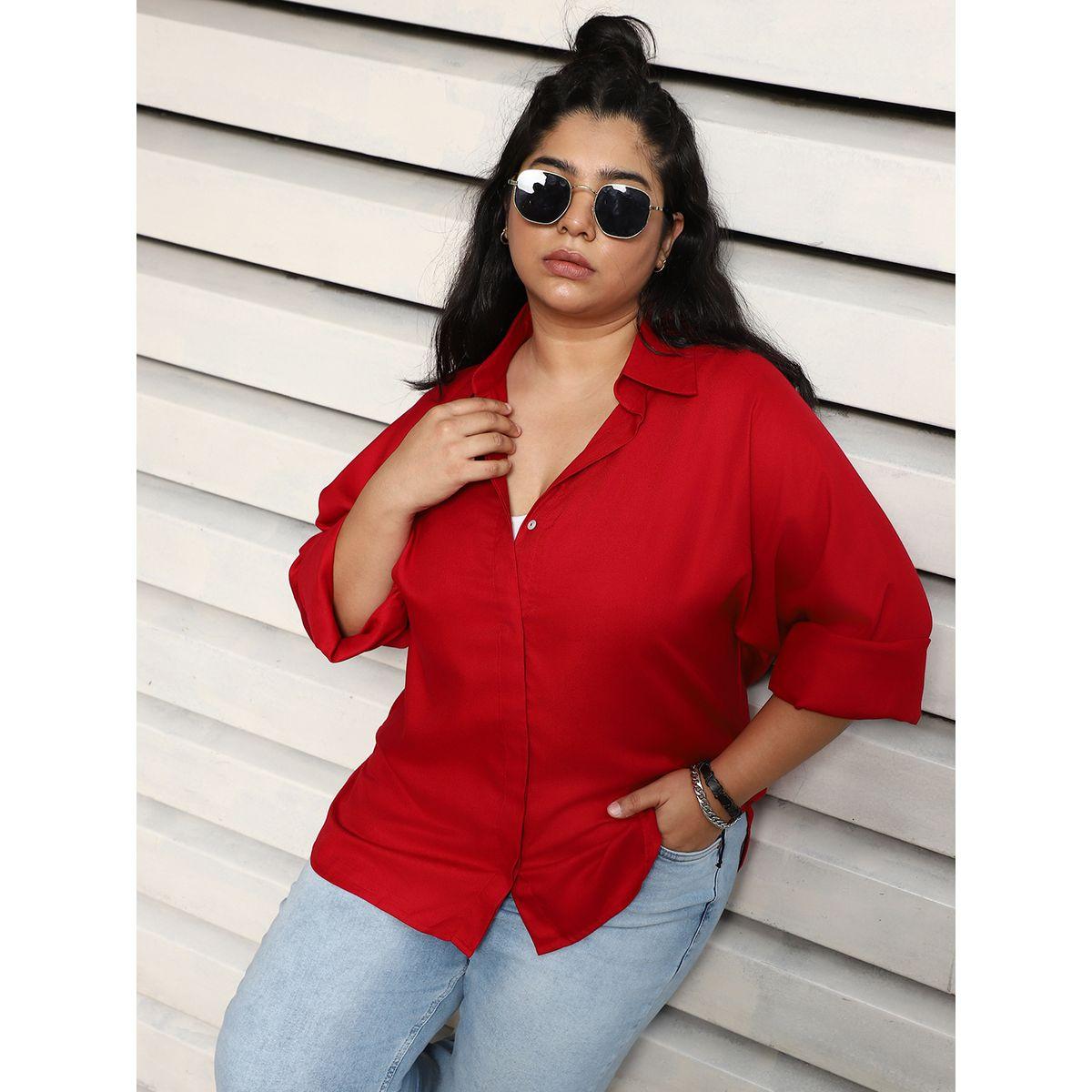 بلوزة بقصة بوكسي وياقة سبريد هاي ستار × ستايلي-women-clothing-shirtsandblouses-shirts-image-1