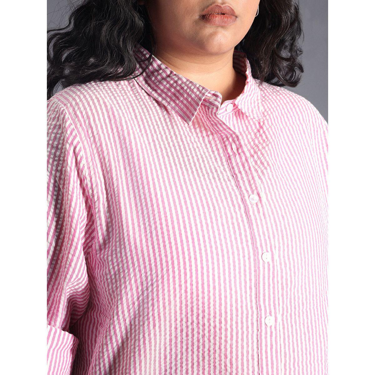 High Star X Styli  Oversized Spread Collar Striped Casual Shirt-women-clothing-shirtsandblouses-shirts-image-4