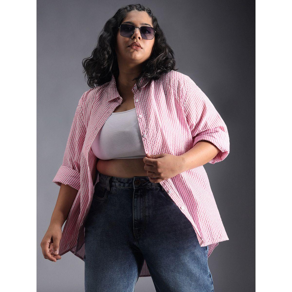 High Star X Styli  Oversized Spread Collar Striped Casual Shirt-women-clothing-shirtsandblouses-shirts-image-5
