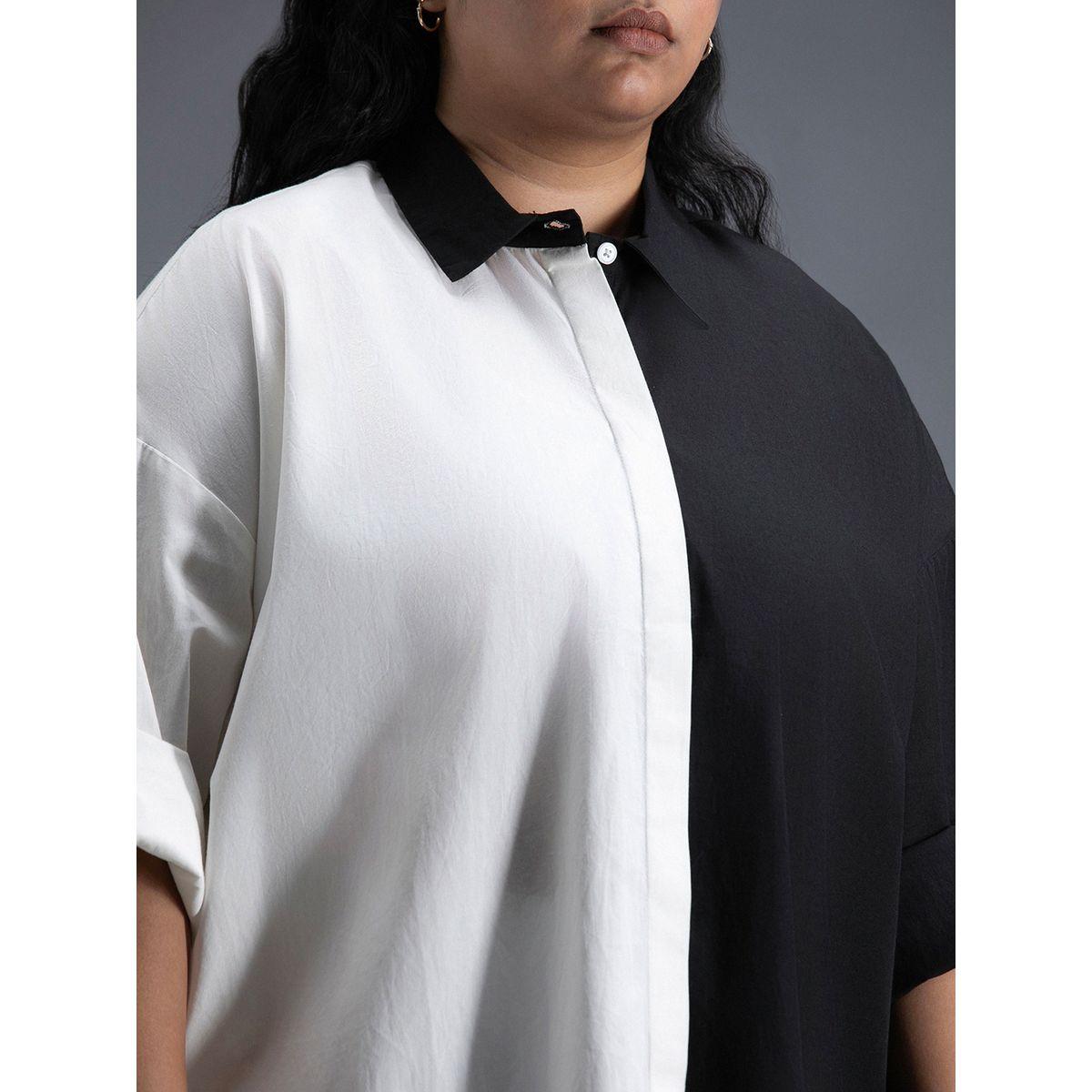 High Star X Styli  Plus Size Color Block Cotton Oversized Casual Shirt-women-clothing-shirtsandblouses-shirts-image-4