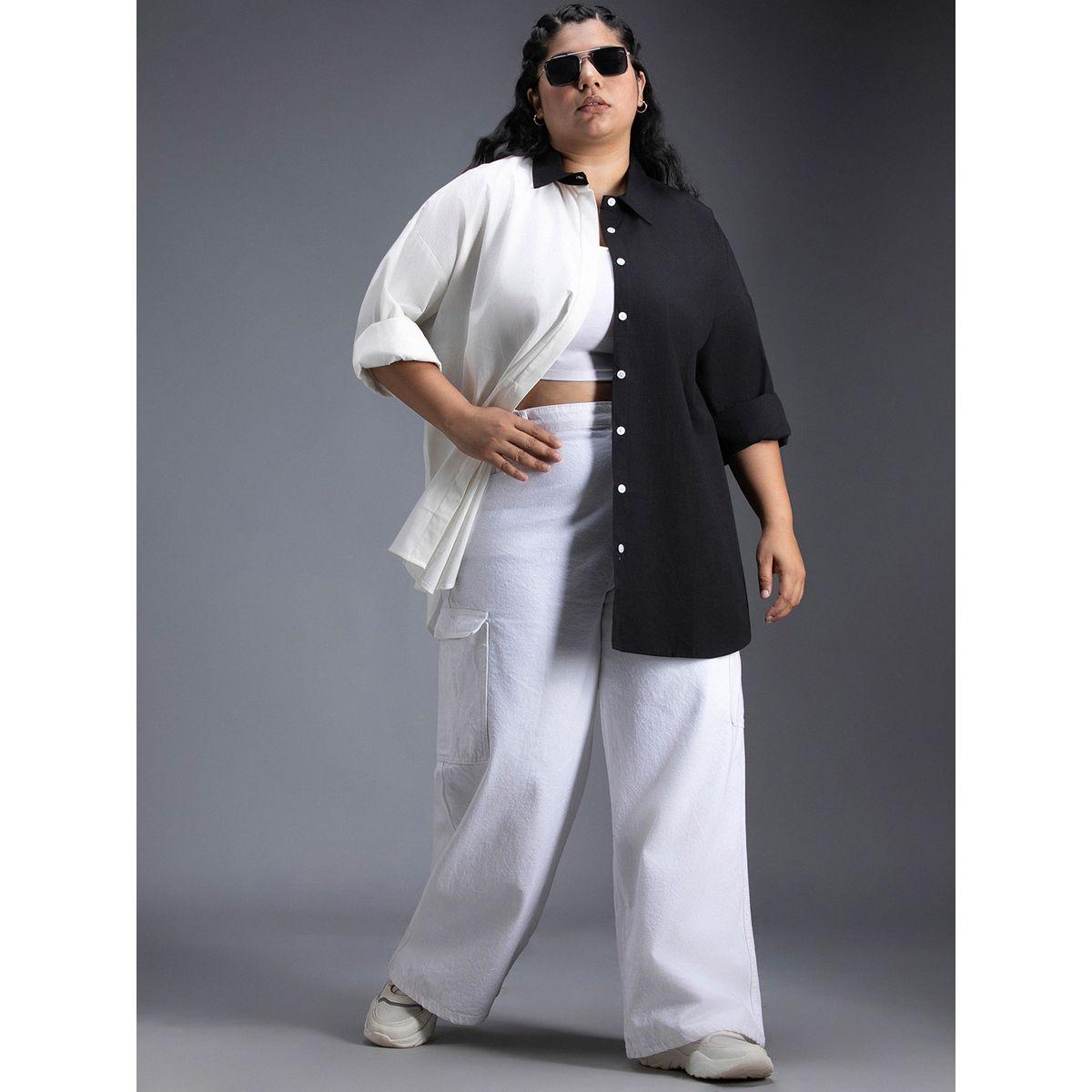 بلوزة فضفاضة بمقاس كبير ونمط كتل الالوان هاي ستار × ستايلي-women-clothing-shirtsandblouses-shirts-image-6