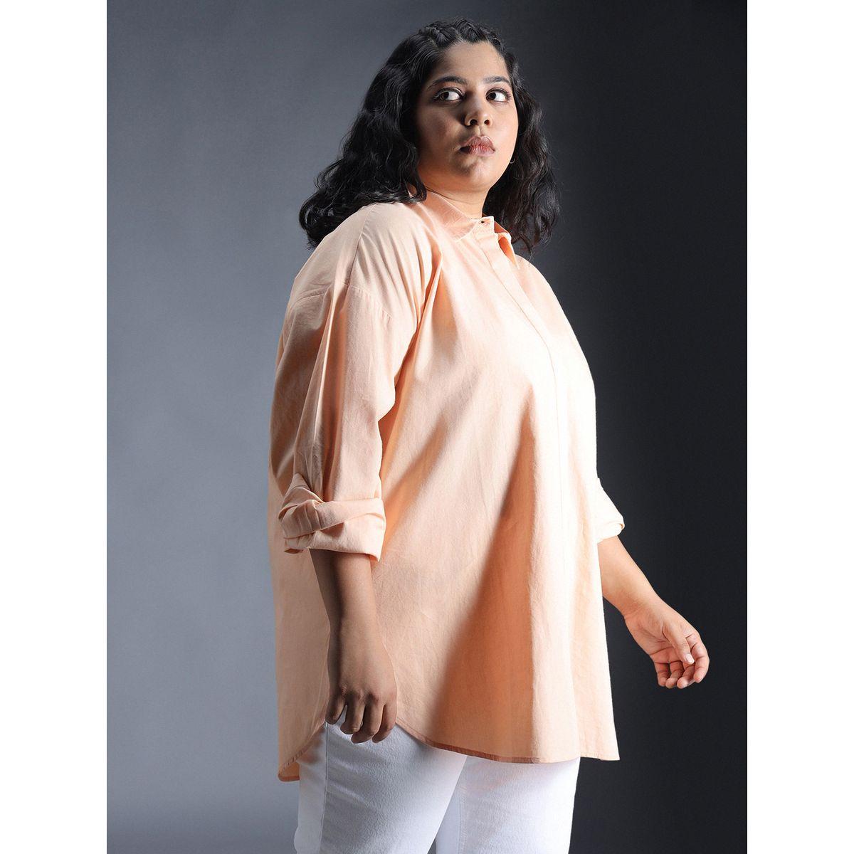 بلوزة فضفاضة بمقاس كبير وياقة سبريد هاي ستار × ستايلي-women-clothing-shirtsandblouses-shirts-image-2
