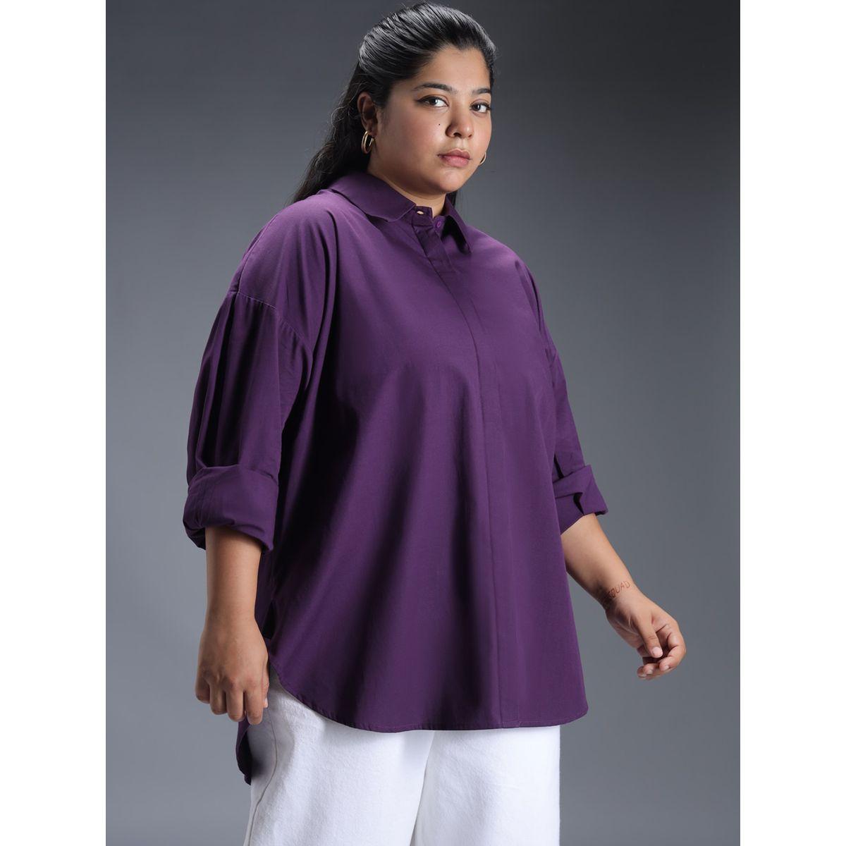 High Star X Styli  Plus Size Classic Spread Collar Oversized Casual Shirt-women-clothing-shirtsandblouses-shirts-image-2