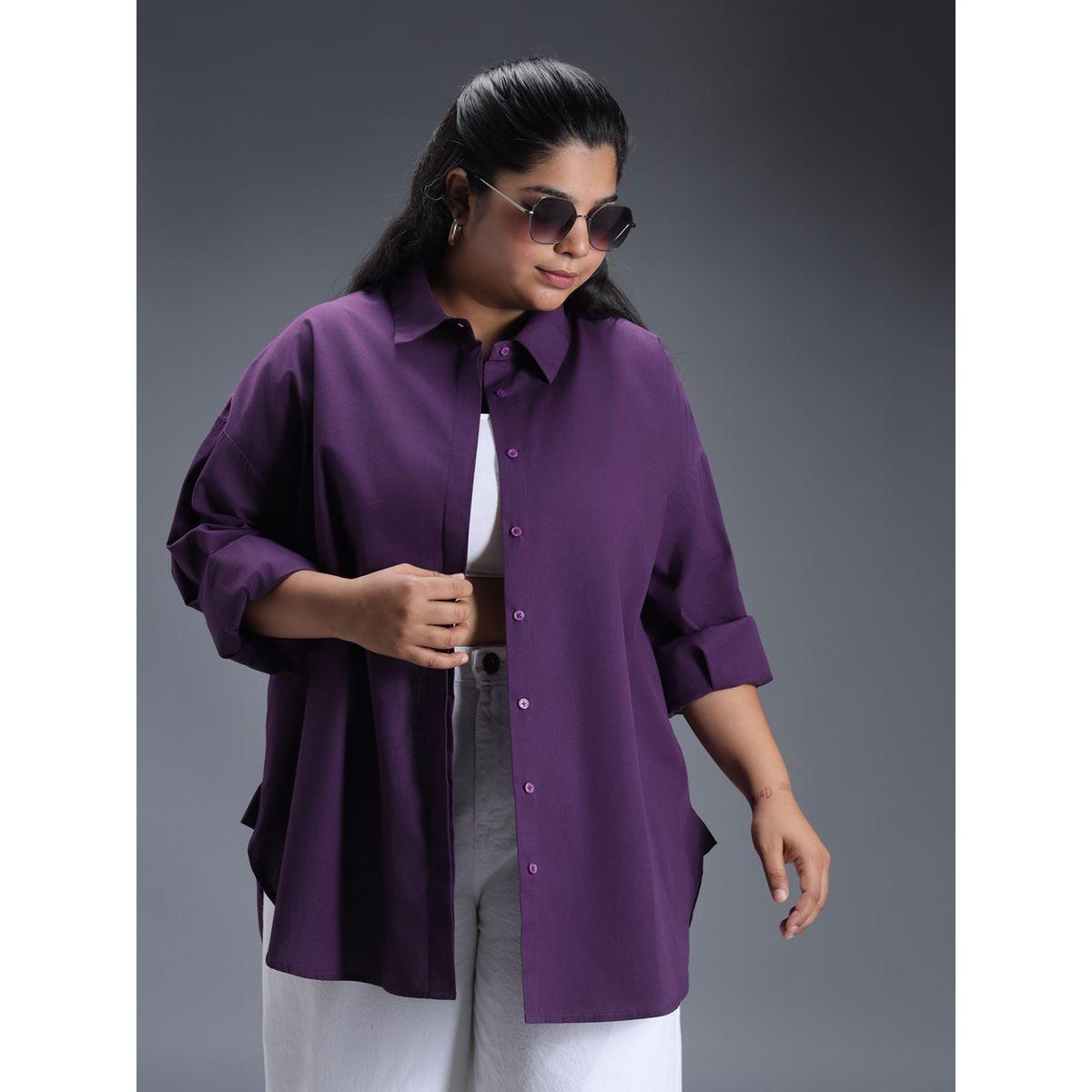 High Star X Styli  Plus Size Classic Spread Collar Oversized Casual Shirt-women-clothing-shirtsandblouses-shirts-image-4
