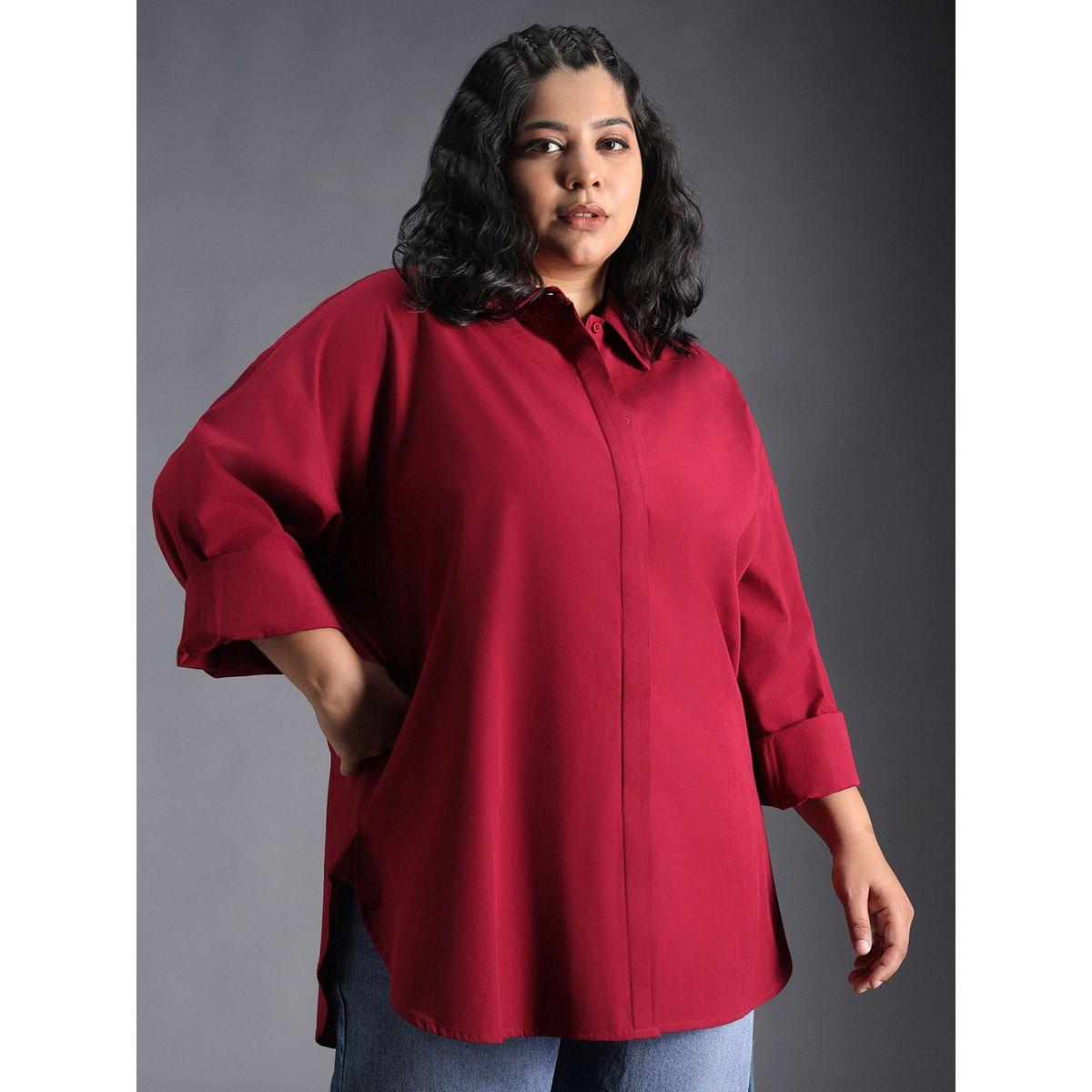 High Star X Styli  Plus Size Classic Spread Collar Oversized Casual Shirt-women-clothing-shirtsandblouses-shirts-image-1