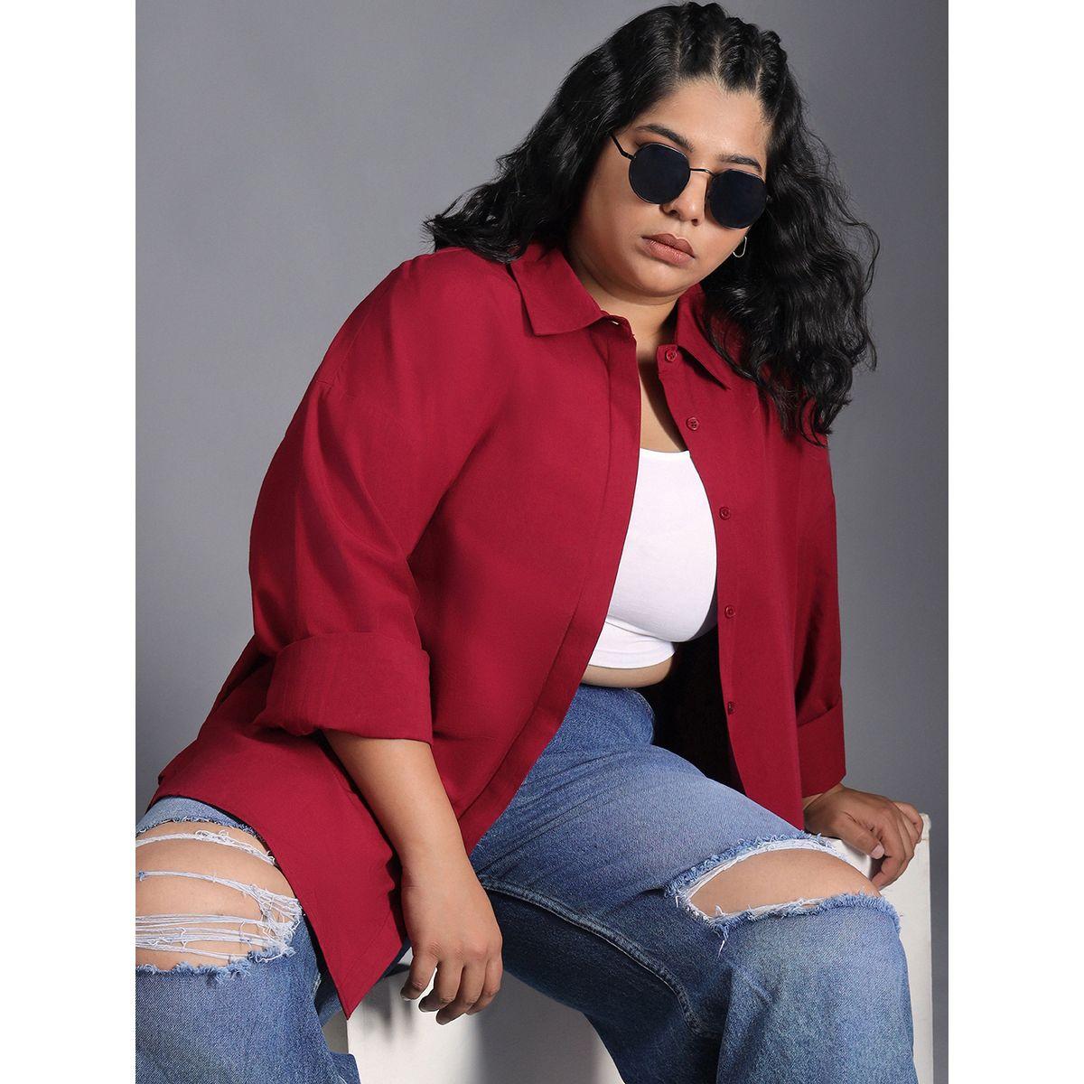 High Star X Styli  Plus Size Classic Spread Collar Oversized Casual Shirt-women-clothing-shirtsandblouses-shirts-image-3