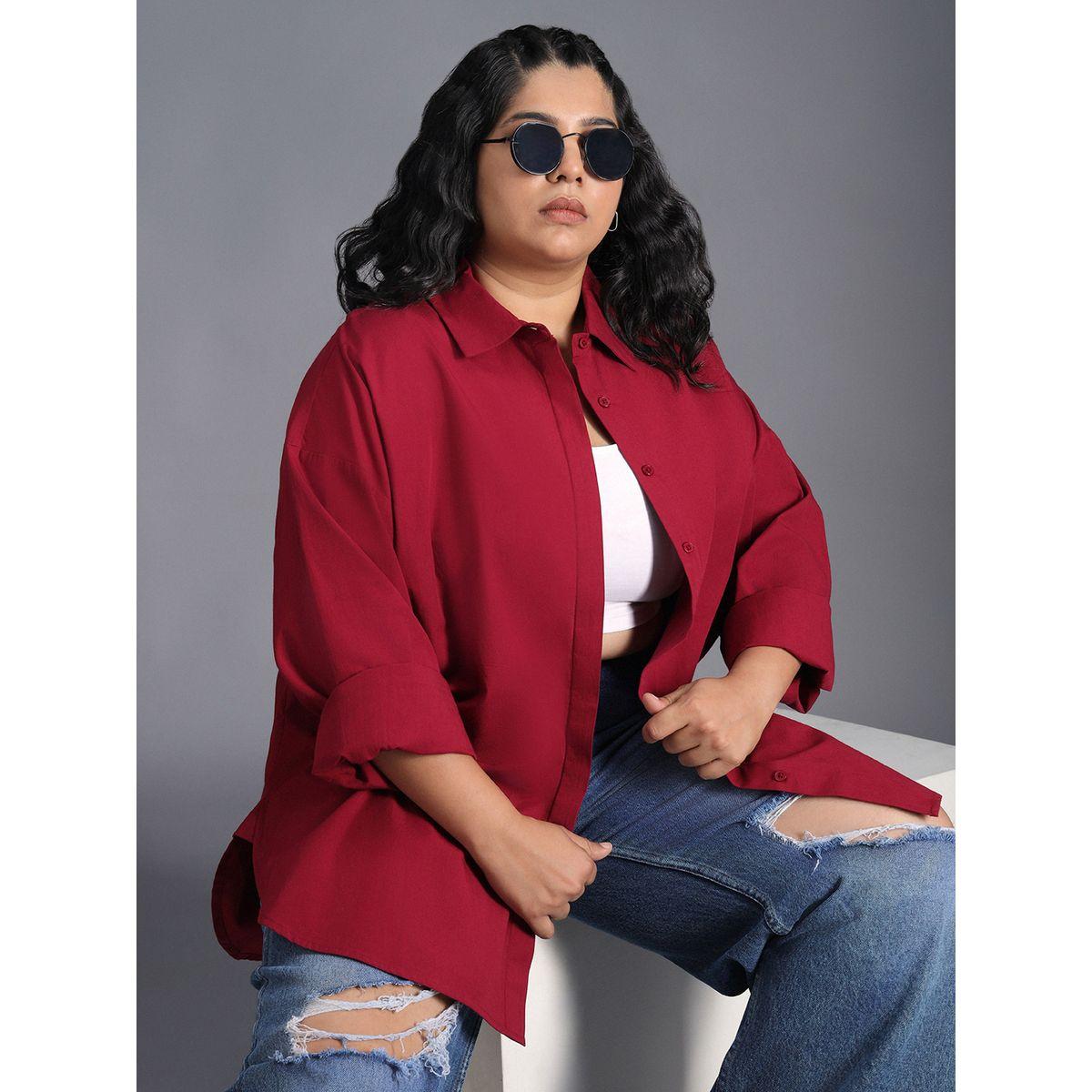 High Star X Styli  Plus Size Classic Spread Collar Oversized Casual Shirt-women-clothing-shirtsandblouses-shirts-image-4