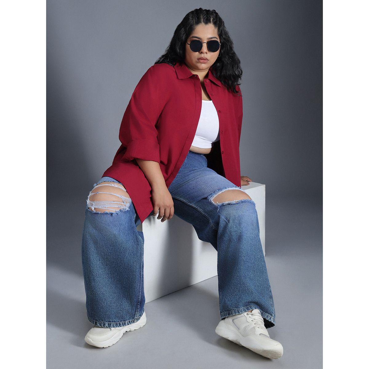 High Star X Styli  Plus Size Classic Spread Collar Oversized Casual Shirt-women-clothing-shirtsandblouses-shirts-image-5