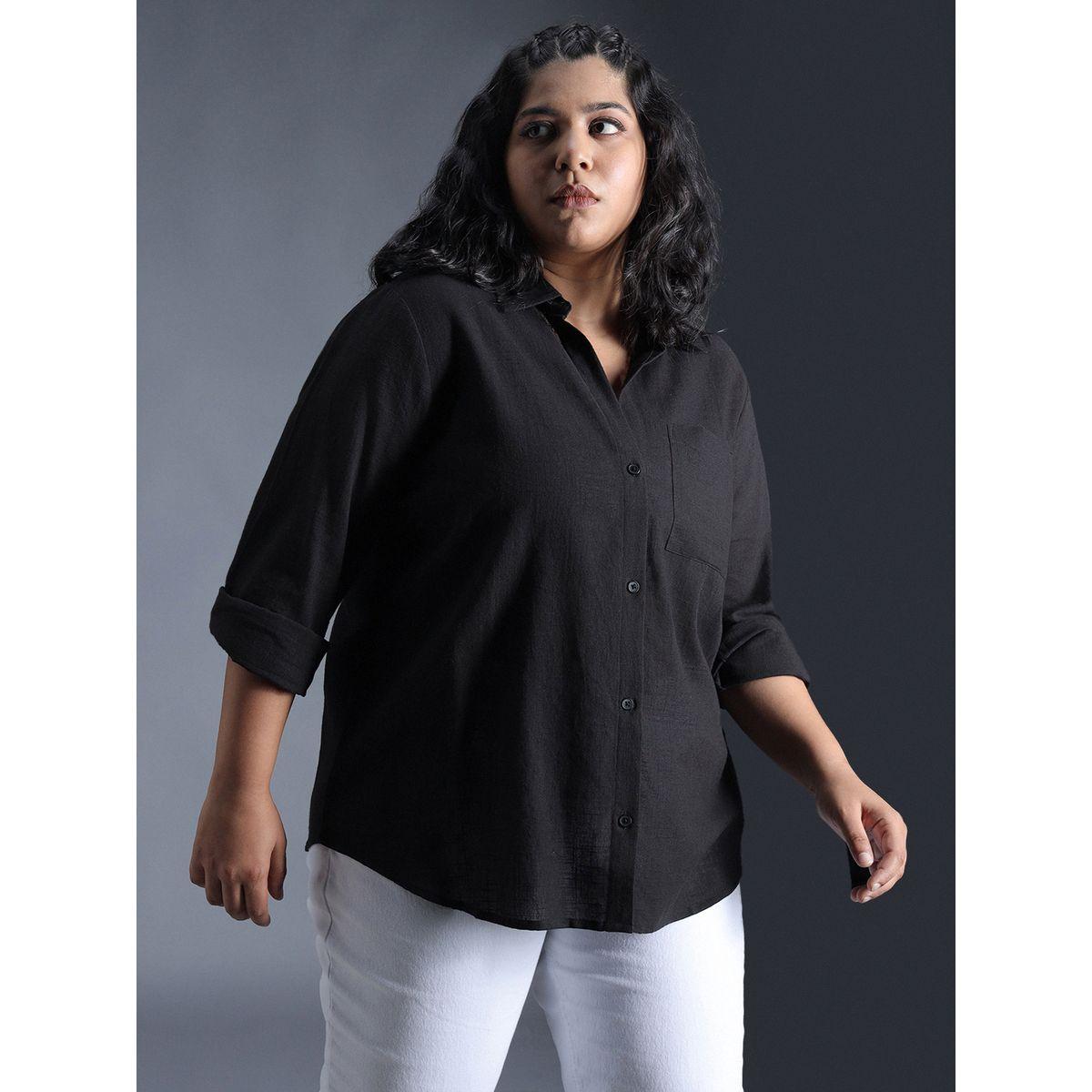 High Star X Styli  Plus Size Classic Collar Oversized Shirt with Patch Pocket-women-clothing-shirtsandblouses-shirts-image-2