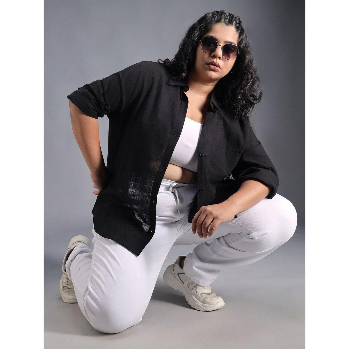 High Star X Styli  Plus Size Classic Collar Oversized Shirt with Patch Pocket-women-clothing-shirtsandblouses-shirts-image-6