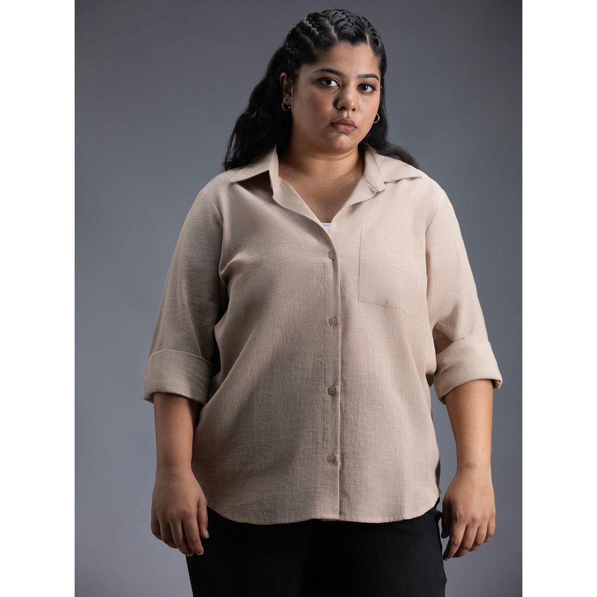 High Star X Styli  Plus Size Classic Collar Oversized Shirt with Patch Pocket-women-clothing-shirtsandblouses-shirts-image-1