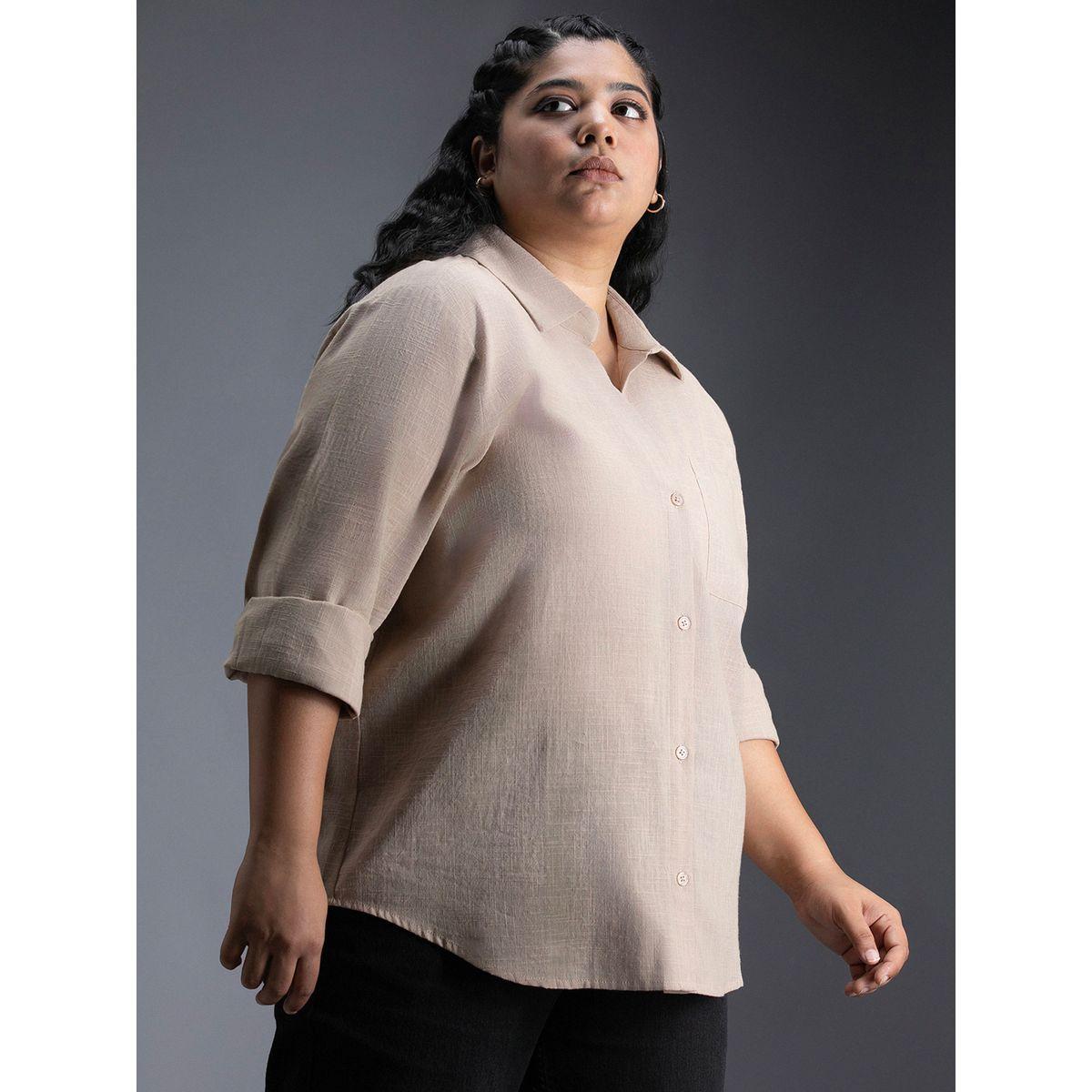بلوزة فضفاضة بمقاس كبير وياقة كلاسيكية هاي ستار × ستايلي-women-clothing-shirtsandblouses-shirts-image-2