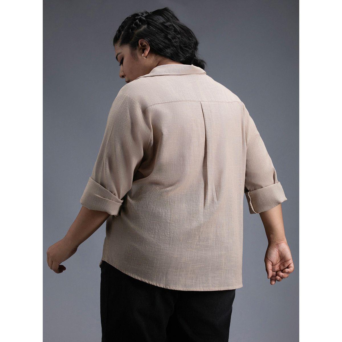 High Star X Styli  Plus Size Classic Collar Oversized Shirt with Patch Pocket-women-clothing-shirtsandblouses-shirts-image-3