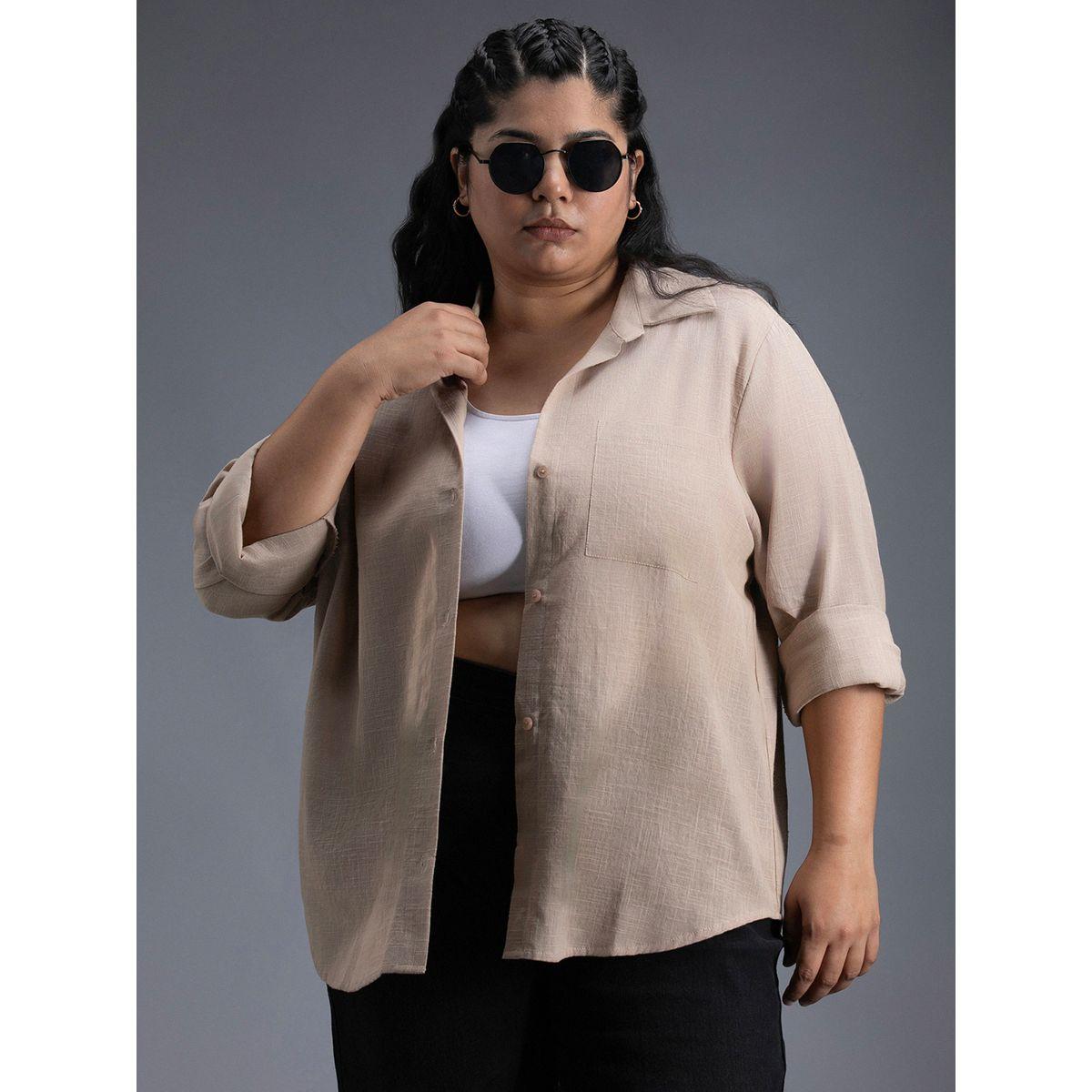 High Star X Styli  Plus Size Classic Collar Oversized Shirt with Patch Pocket-women-clothing-shirtsandblouses-shirts-image-5