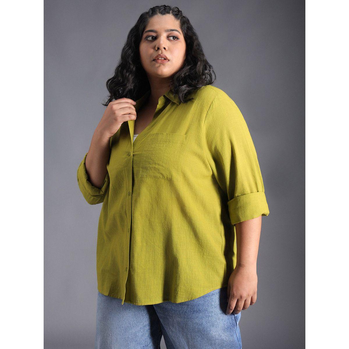 High Star X Styli  Plus Size Classic Collar Oversized Shirt with Patch Pocket-women-clothing-shirtsandblouses-shirts-image-2