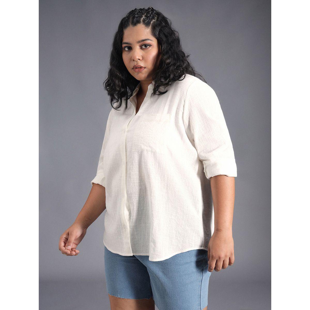 High Star X Styli  Plus Size Classic Collar Oversized Shirt with Patch Pocket-women-clothing-shirtsandblouses-shirts-image-2