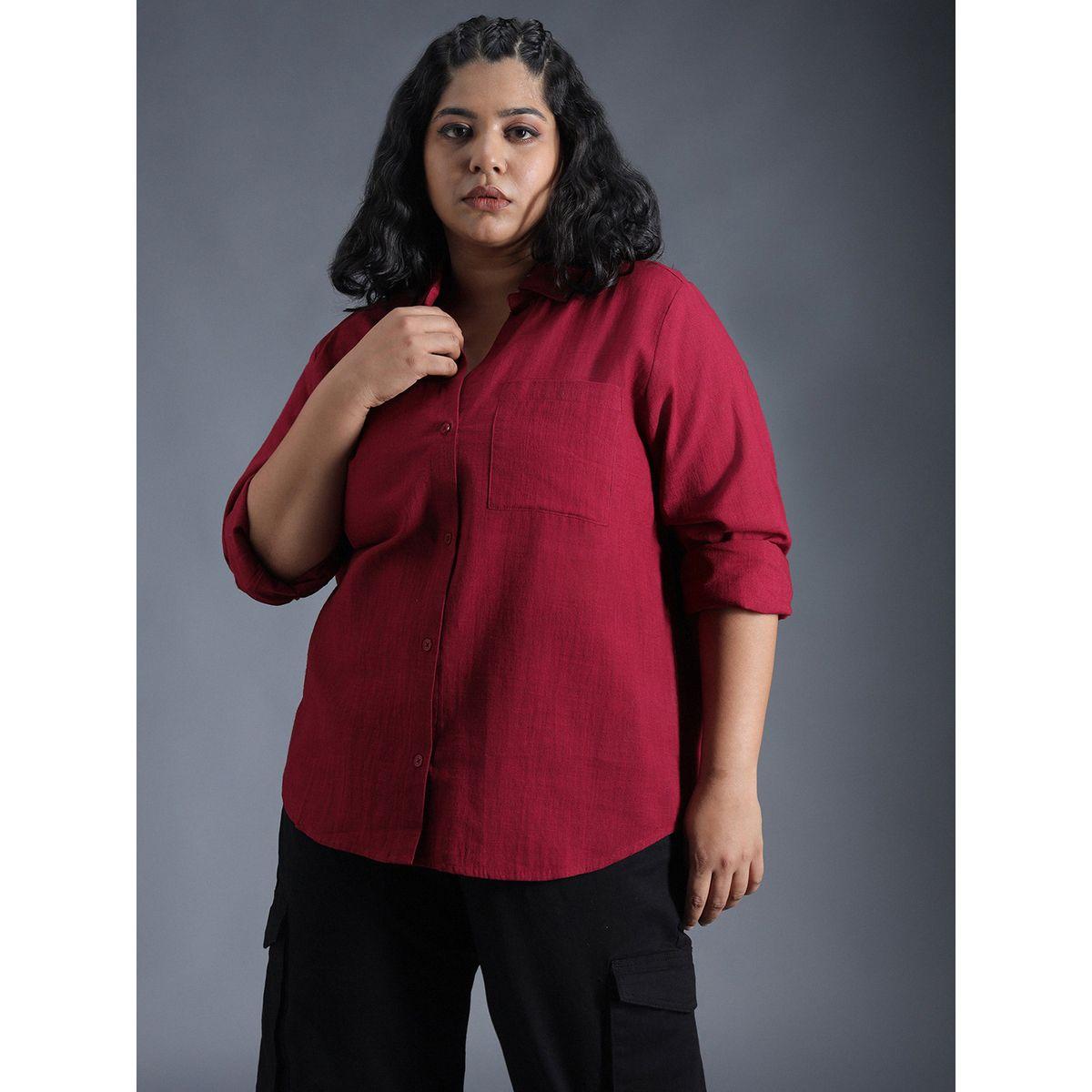 بلوزة فضفاضة بمقاس كبير وياقة كلاسيكية هاي ستار × ستايلي-women-clothing-shirtsandblouses-shirts-image-1