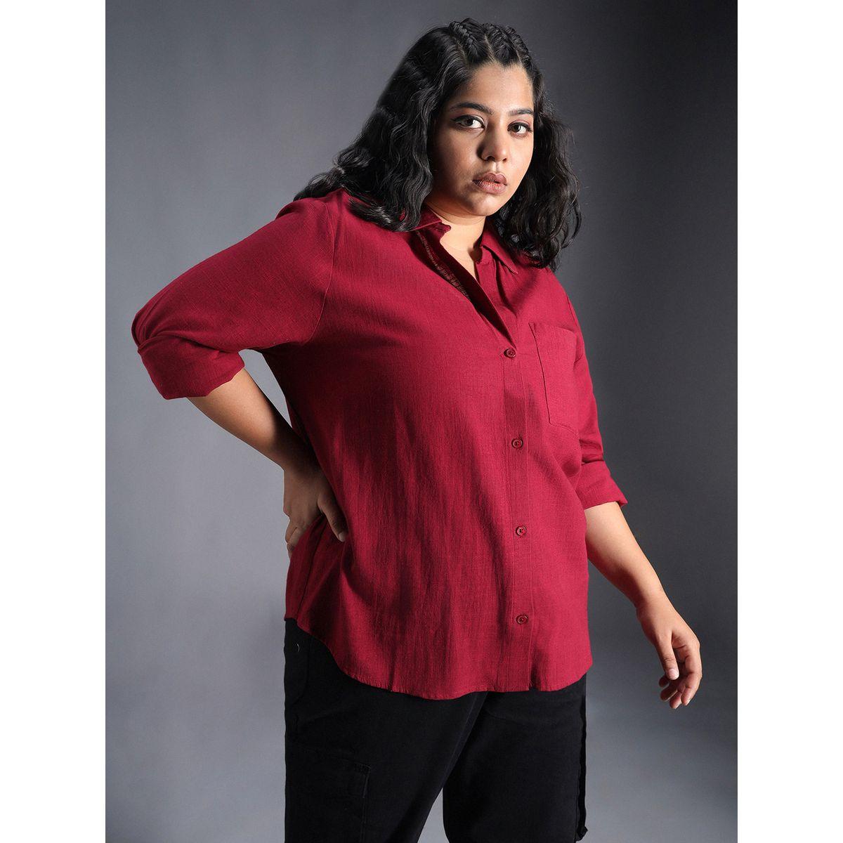 High Star X Styli  Plus Size Classic Collar Oversized Shirt with Patch Pocket-women-clothing-shirtsandblouses-shirts-image-2