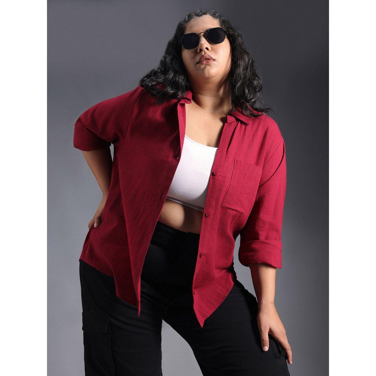 بلوزة فضفاضة بمقاس كبير وياقة كلاسيكية هاي ستار × ستايلي-women-clothing-shirtsandblouses-shirts-image-5