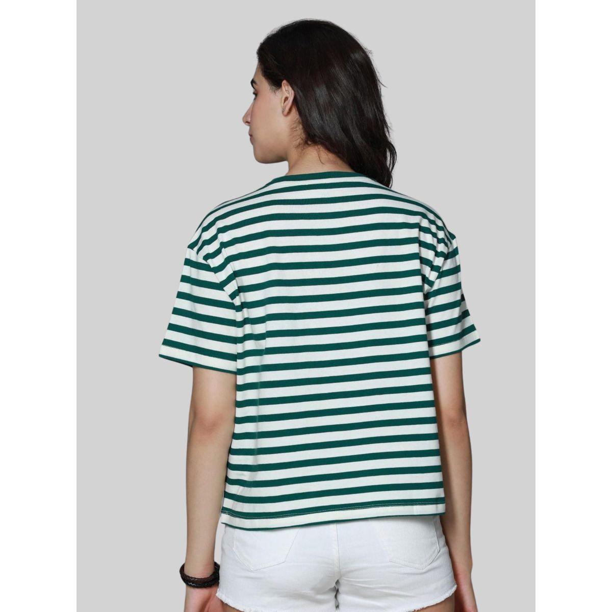 تيشيرت مخطط بقصة بوكسي هاي ستار × ستايلي-women-clothing-tshirts-image-2
