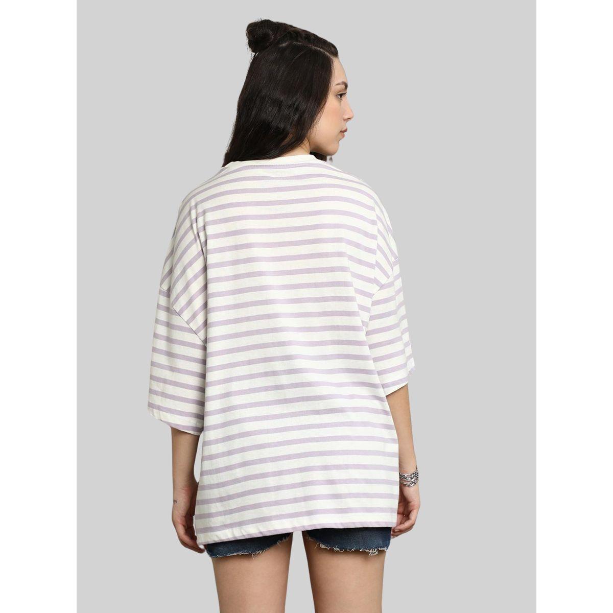 High Star X Styli  Oversized Striped T-Shirt with Dropped Shoulder Sleeves-women-clothing-tshirts-image-3