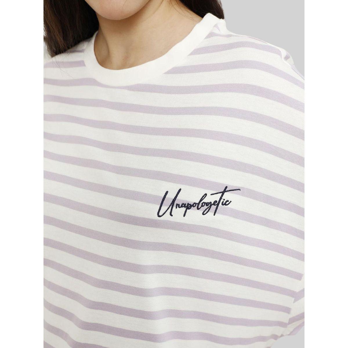 High Star X Styli  Oversized Striped T-Shirt with Dropped Shoulder Sleeves-women-clothing-tshirts-image-4