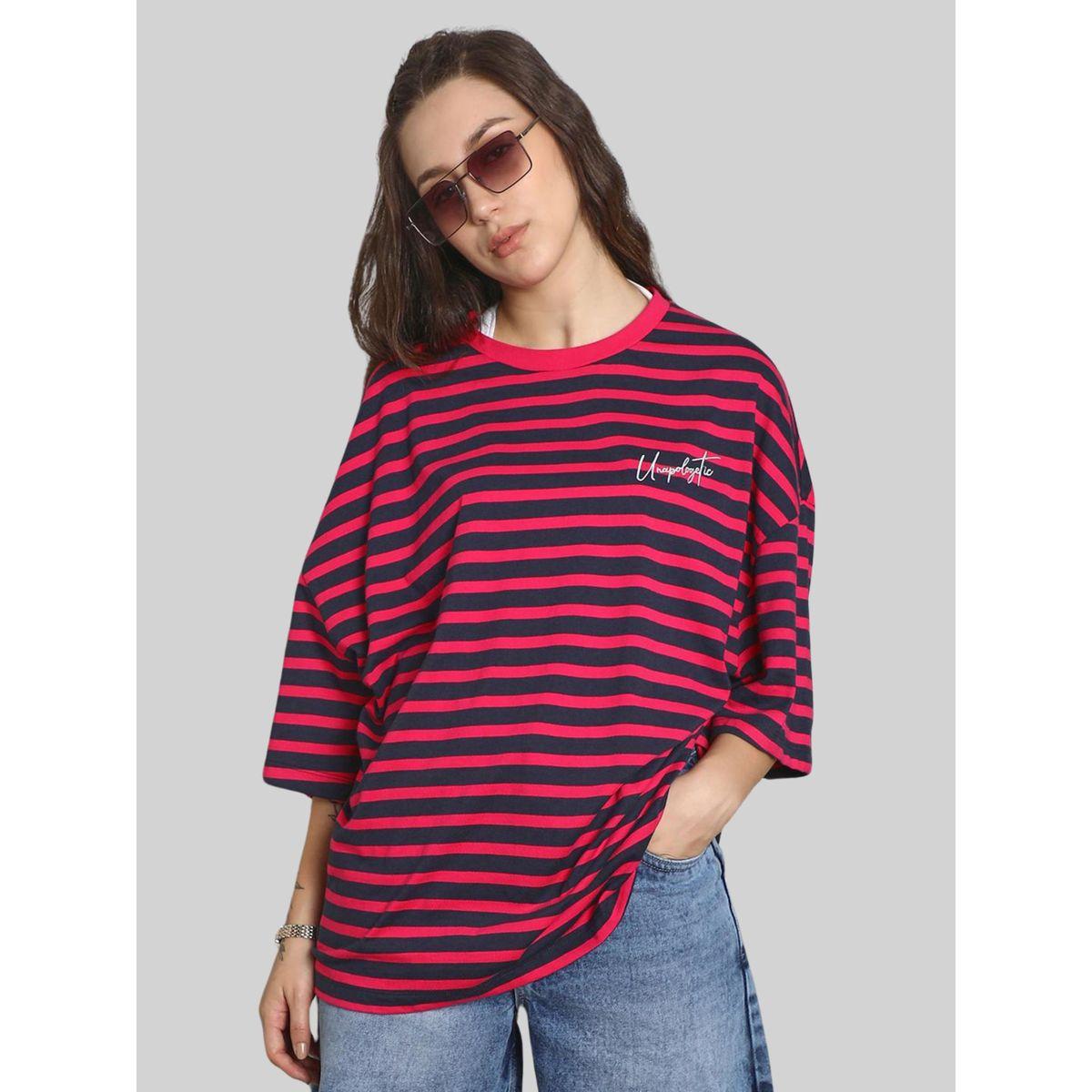 High Star X Styli  Oversized Striped T-Shirt with Dropped Shoulder Sleeves-women-clothing-tshirts-image-6