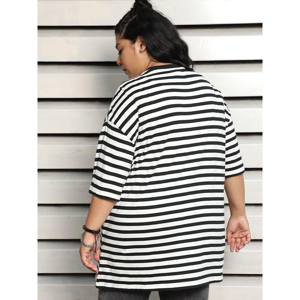 تيشيرت فضفاض بمقاس كبير وأكتاف منخفضة هاي ستار × ستايلي-women-clothing-tshirts-image-4