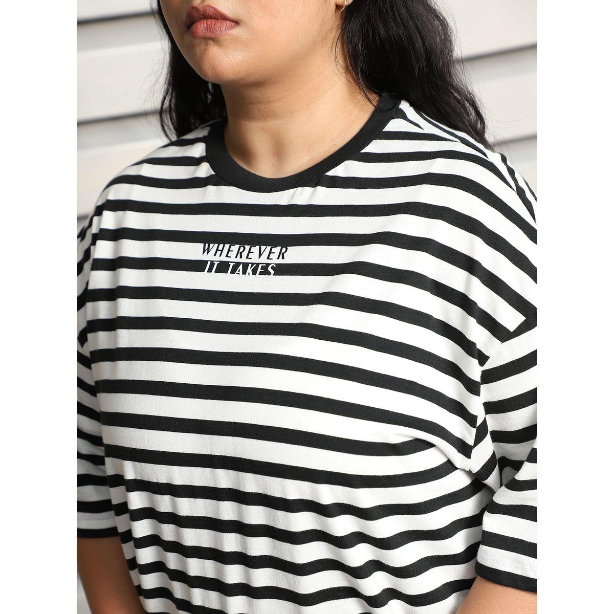 High Star X Styli  Plus Size Striped Oversized T-Shirt with  Dropped Shoulder Sleeves-women-clothing-tshirts-image-5