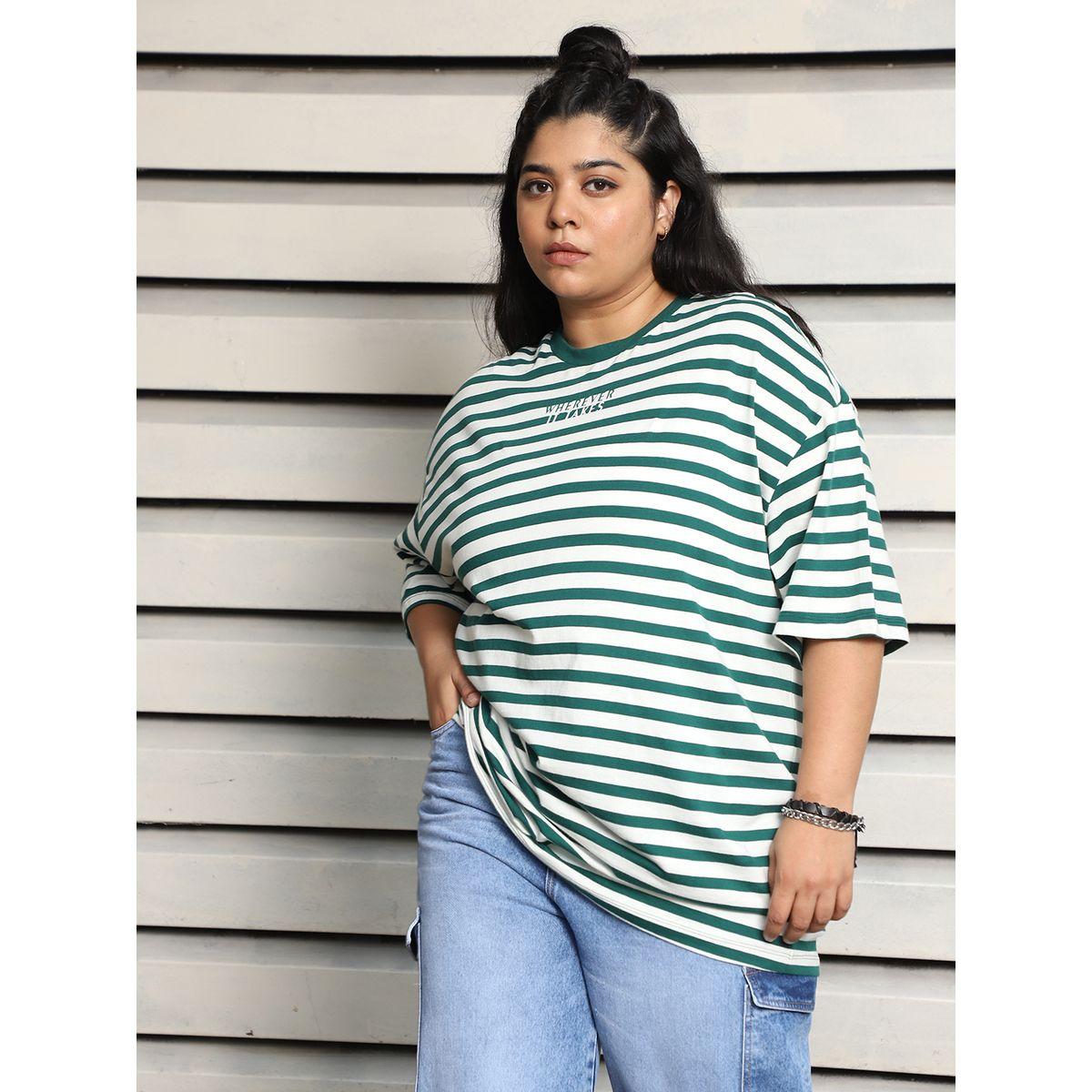 تيشيرت فضفاض بمقاس كبير وأكتاف منخفضة هاي ستار × ستايلي-women-clothing-tshirts-image-2