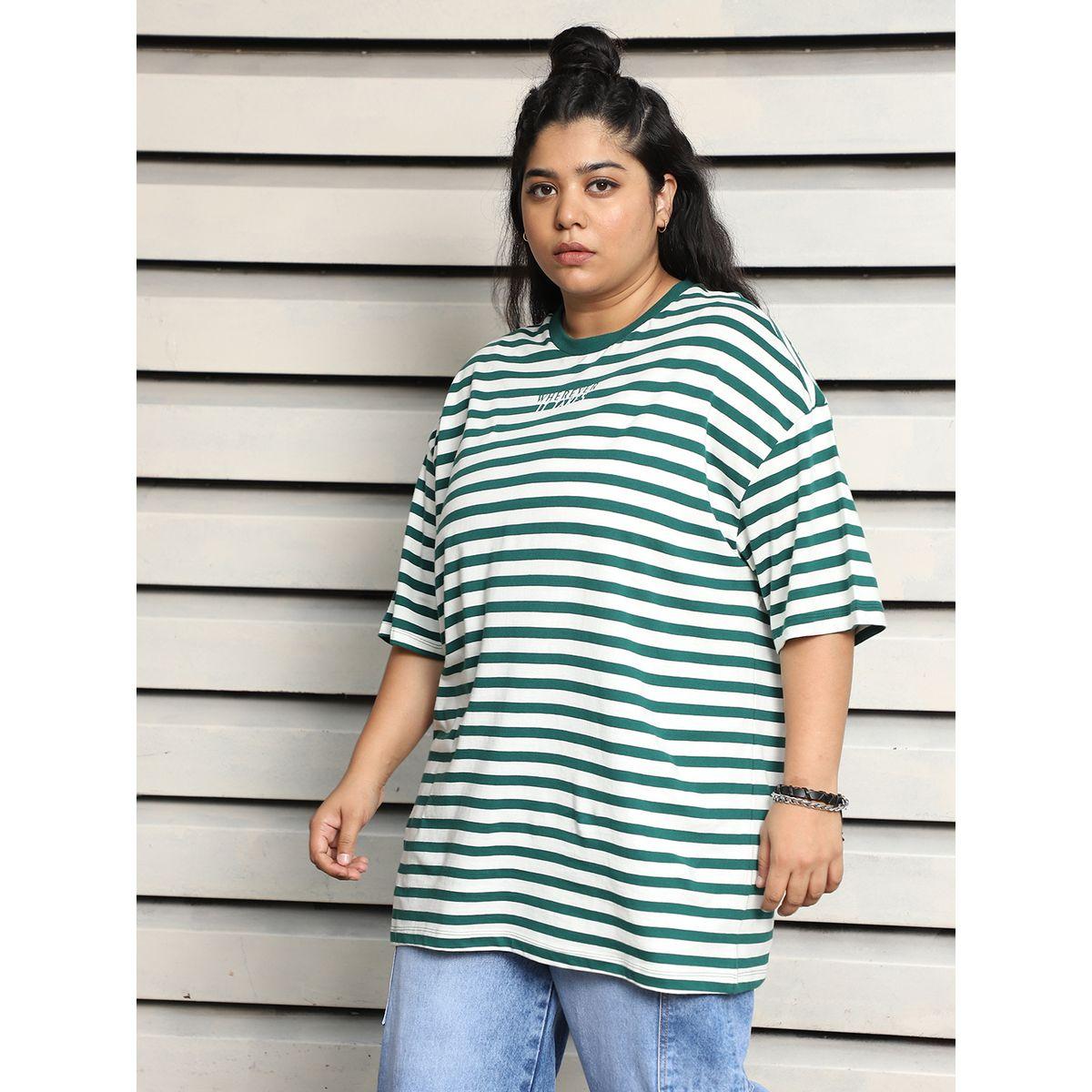High Star X Styli  Plus Size Striped Oversized T-Shirt with Dropped Shoulder Sleeves-women-clothing-tshirts-image-4