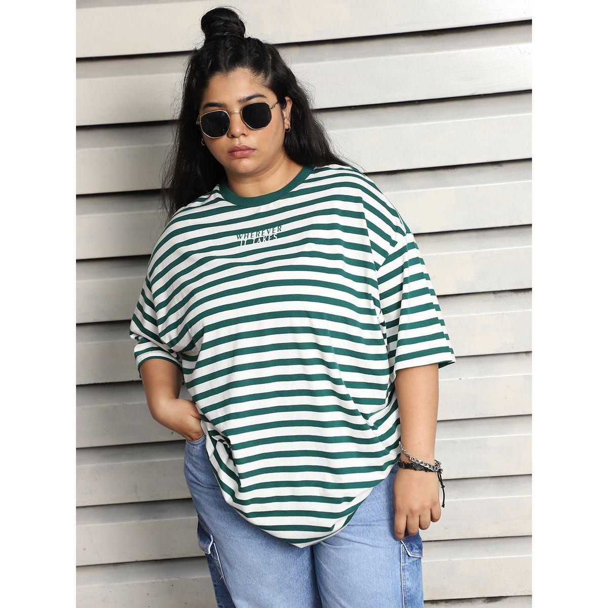 High Star X Styli  Plus Size Striped Oversized T-Shirt with Dropped Shoulder Sleeves-women-clothing-tshirts-image-6