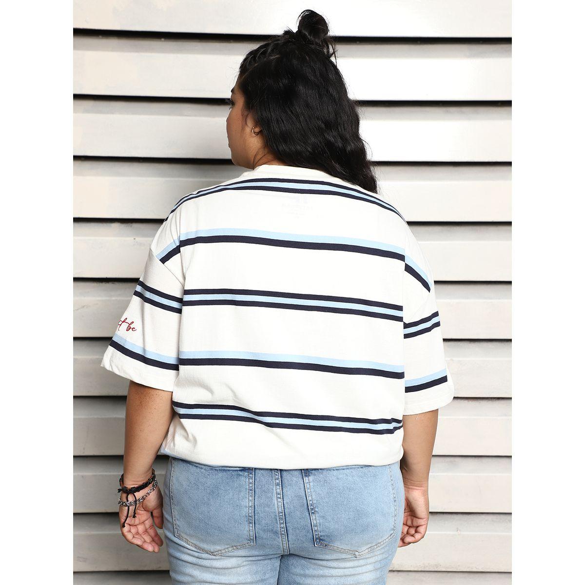 High Star X Styli  Plus Size Striped Oversized T-Shirt with Dropped Shoulders-women-clothing-tshirts-image-2