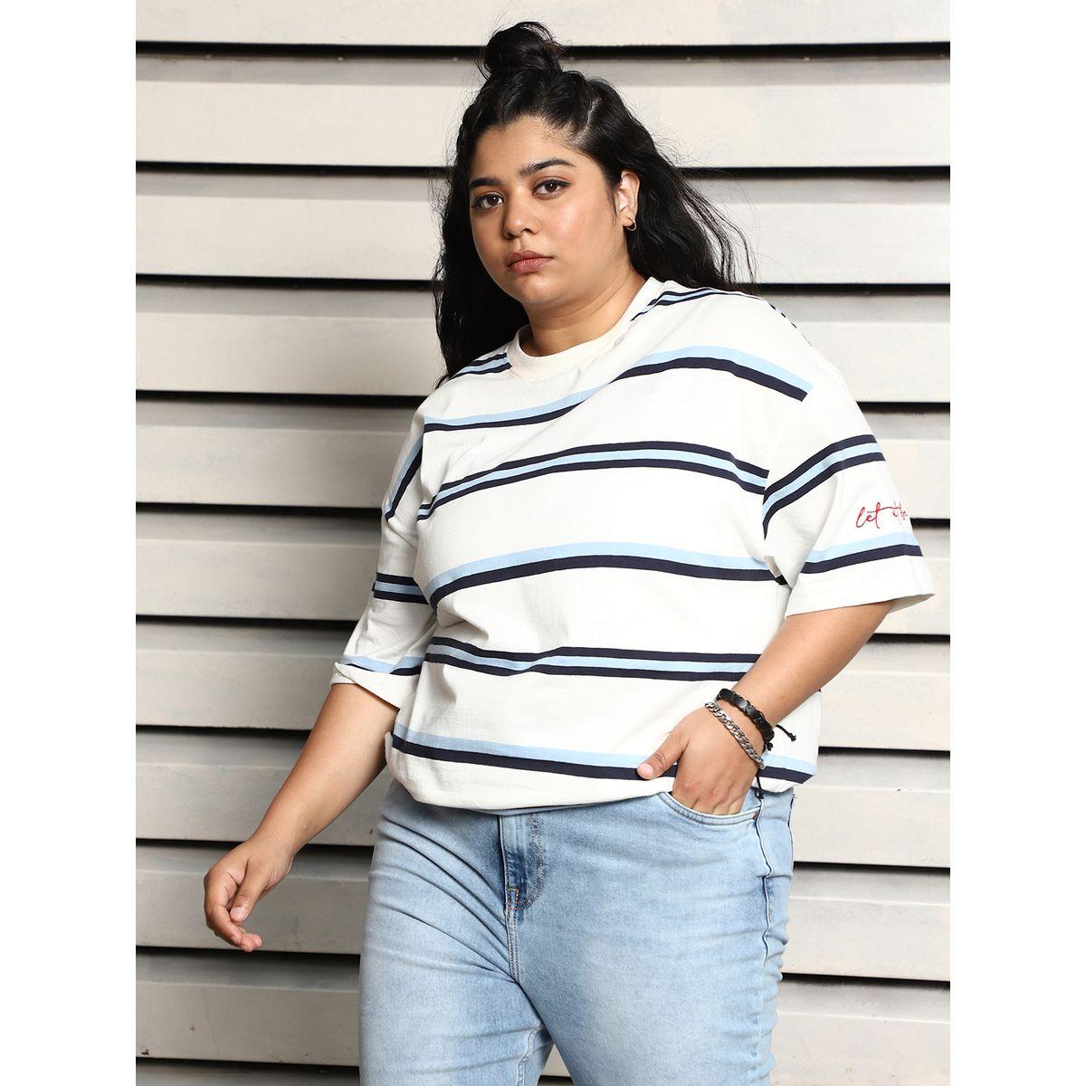 تيشيرت فضفاض بمقاس كبير وأكتاف منخفضة هاي ستار × ستايلي-women-clothing-tshirts-image-4