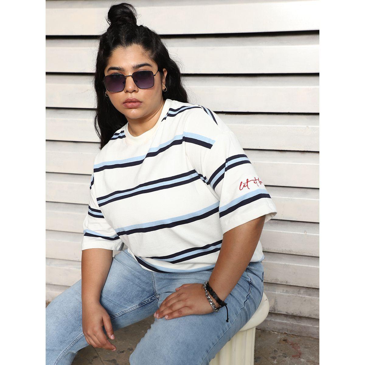تيشيرت فضفاض بمقاس كبير وأكتاف منخفضة هاي ستار × ستايلي-women-clothing-tshirts-image-5