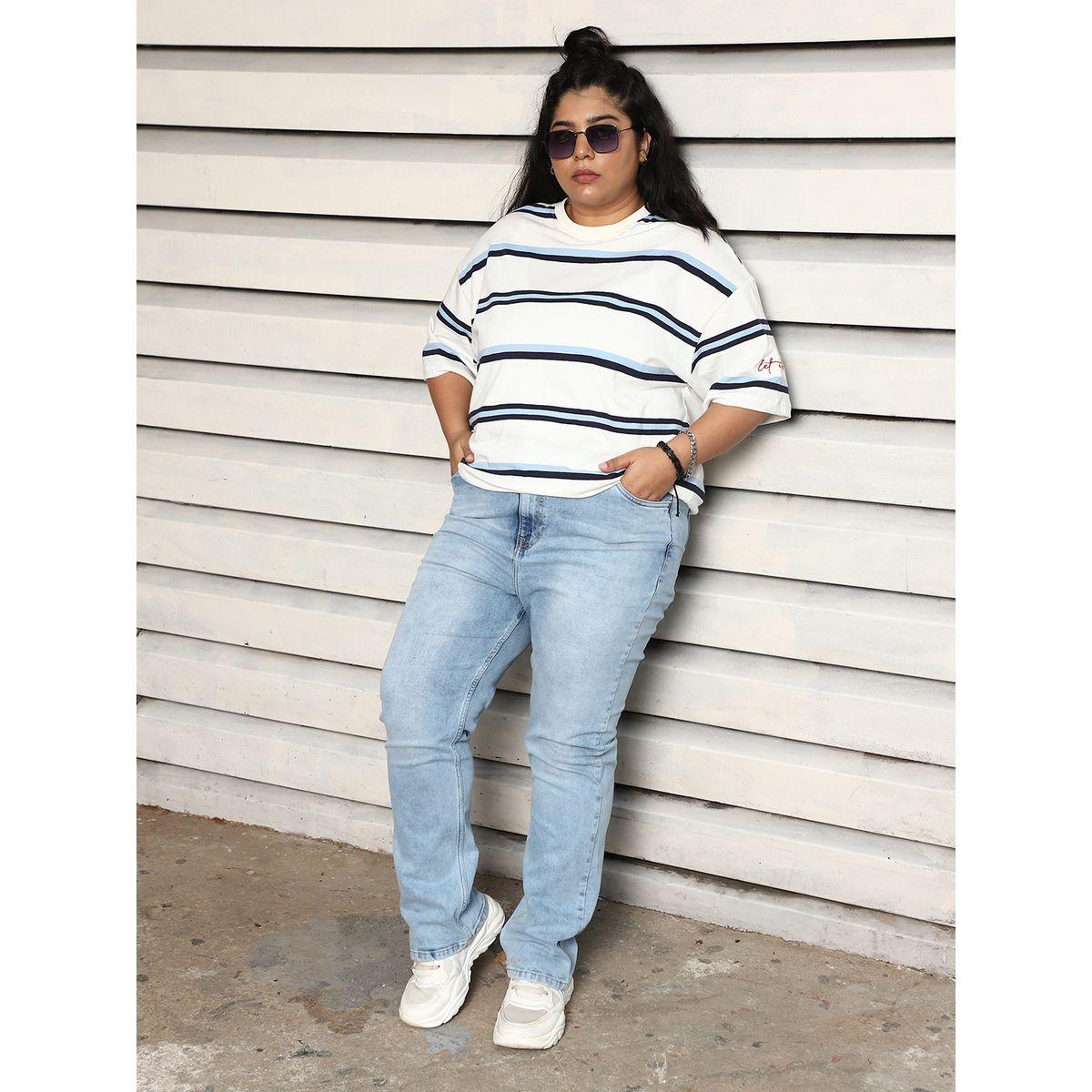 تيشيرت فضفاض بمقاس كبير وأكتاف منخفضة هاي ستار × ستايلي-women-clothing-tshirts-image-6