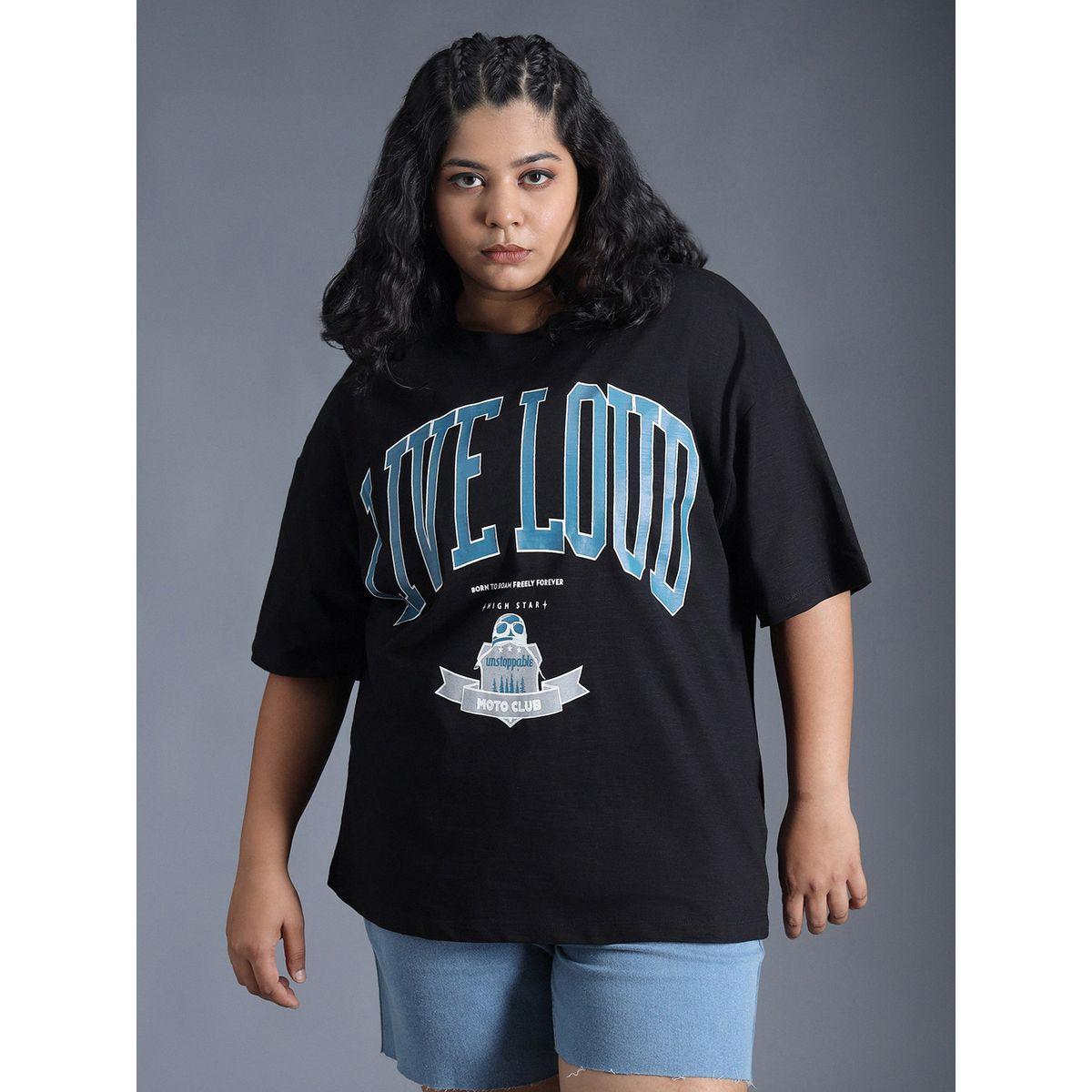 High Star X Styli  Plus Size Typography Print Oversized T-Shirt-women-clothing-tshirts-image-1