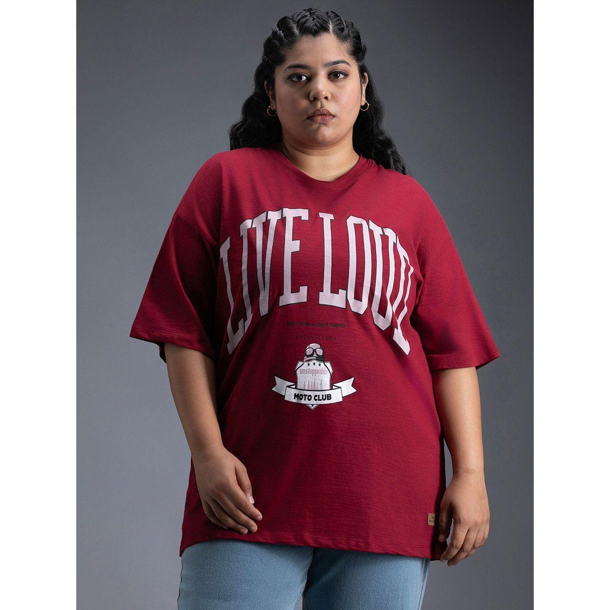 High Star X Styli  Plus Size Typography Print Oversized T-Shirt-women-clothing-tshirts-image-1