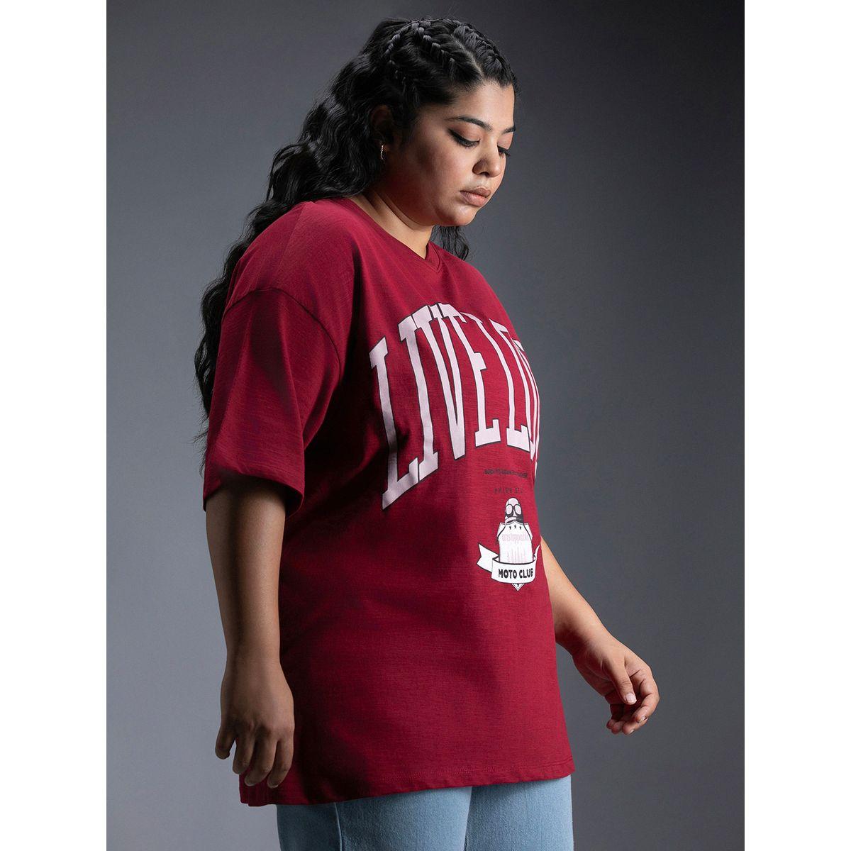 High Star X Styli  Plus Size Typography Print Oversized T-Shirt-women-clothing-tshirts-image-2