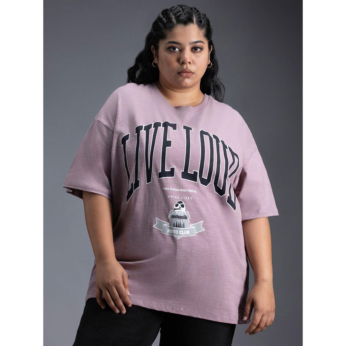 تيشيرت فضفاض بمقاس كبير وطبعة تايبوجرافي هاي ستار × ستايلي-women-clothing-tshirts-image-5