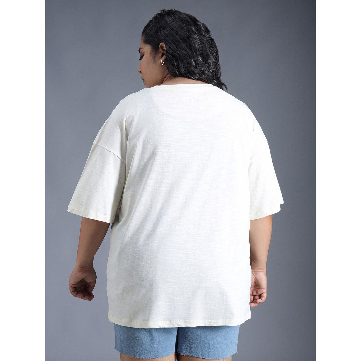 تيشيرت فضفاض بمقاس كبير وطبعة تايبوجرافي هاي ستار × ستايلي-women-clothing-tshirts-image-2