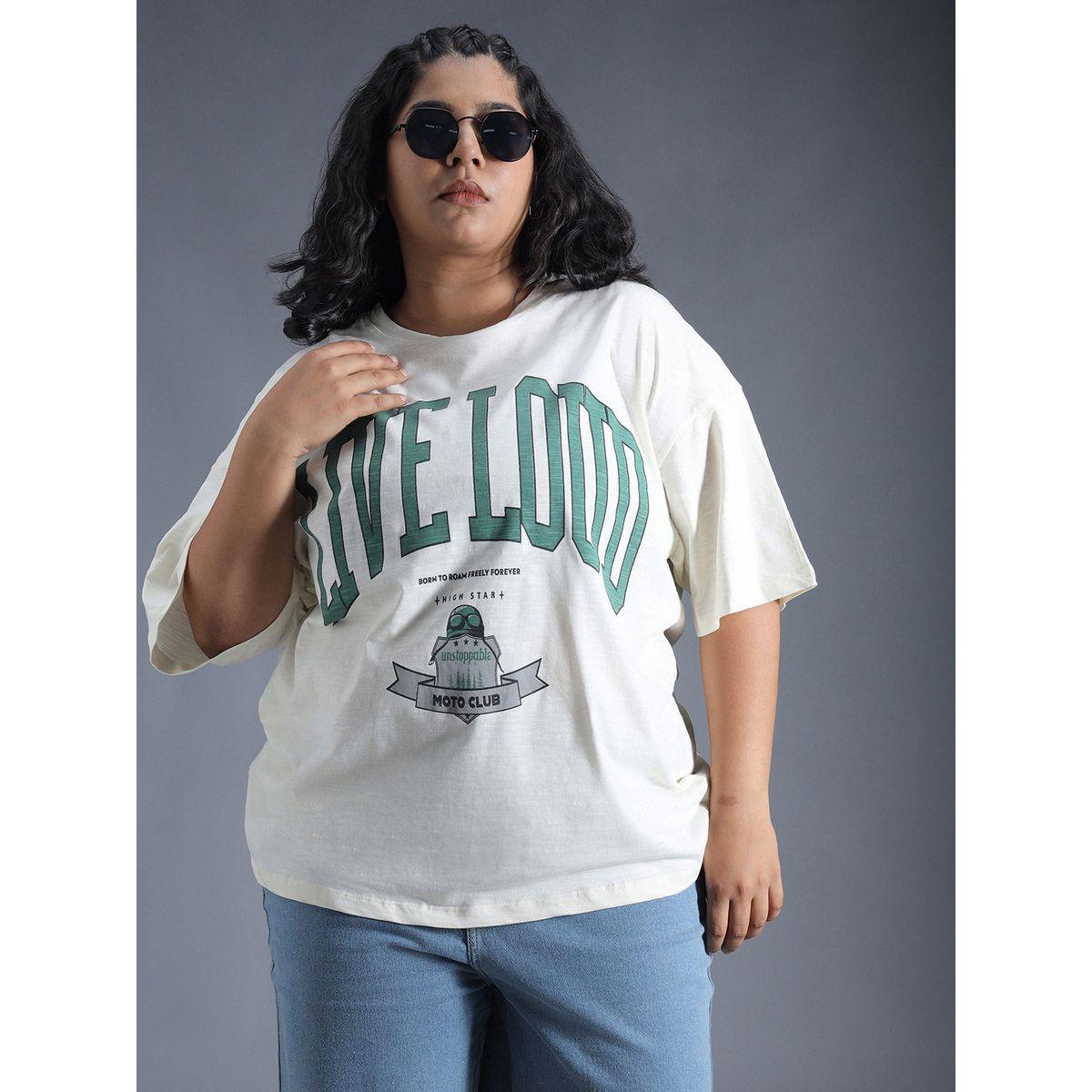 تيشيرت فضفاض بمقاس كبير وطبعة تايبوجرافي هاي ستار × ستايلي-women-clothing-tshirts-image-5