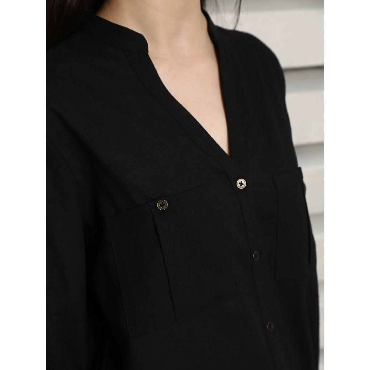 بلوزة كاجوال سادة بأكمام ملفوفة هاي ستار × ستايلي-women-clothing-shirtsandblouses-shirts-image-4