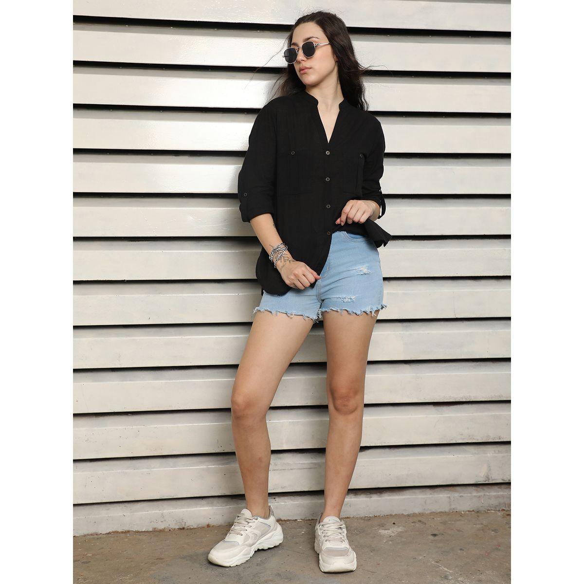High Star X Styli  Solid Casual Shirt with Roll-Up Sleeves-women-clothing-shirtsandblouses-shirts-image-5