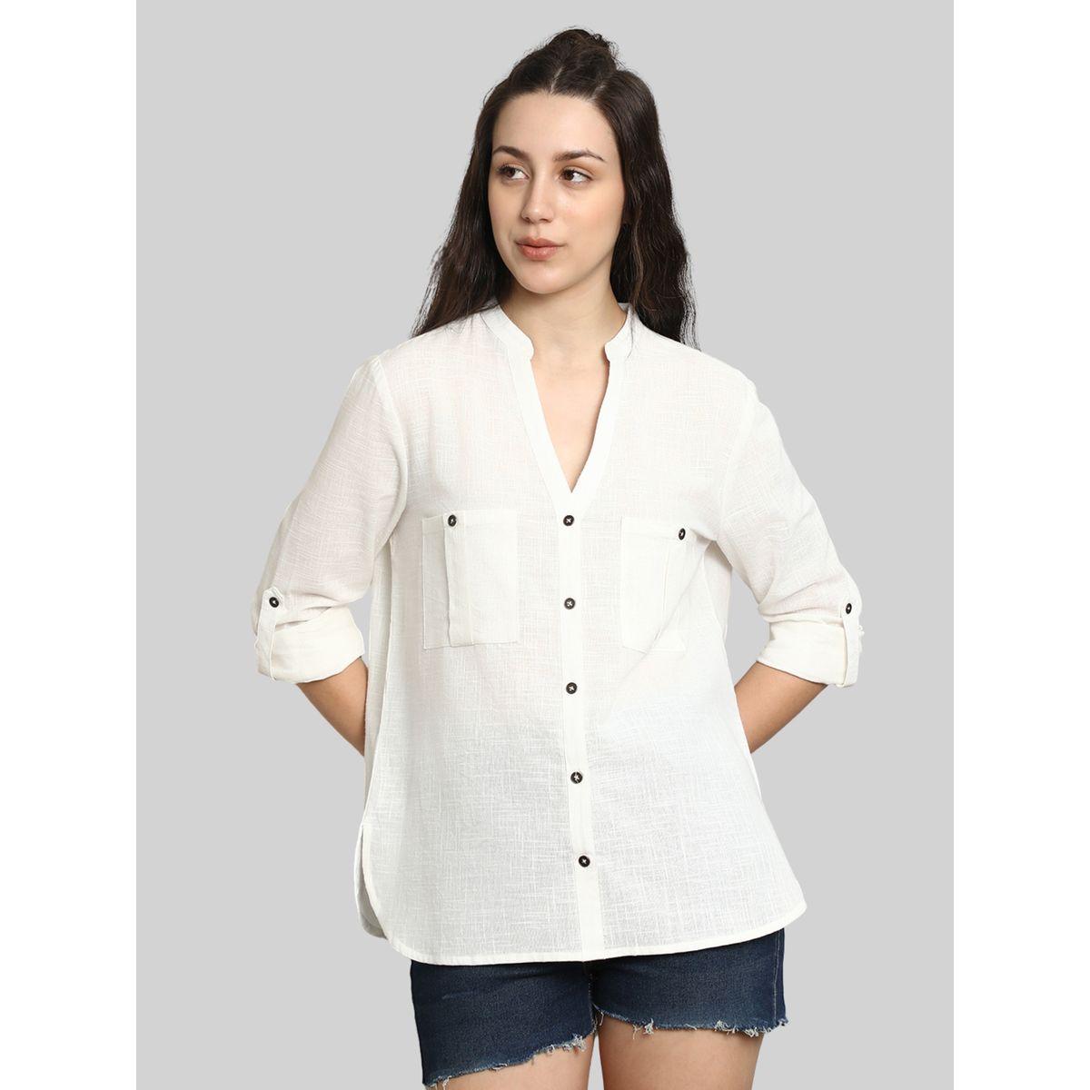 بلوزة كاجوال سادة بأكمام ملفوفة هاي ستار × ستايلي-women-clothing-shirtsandblouses-shirts-image-1