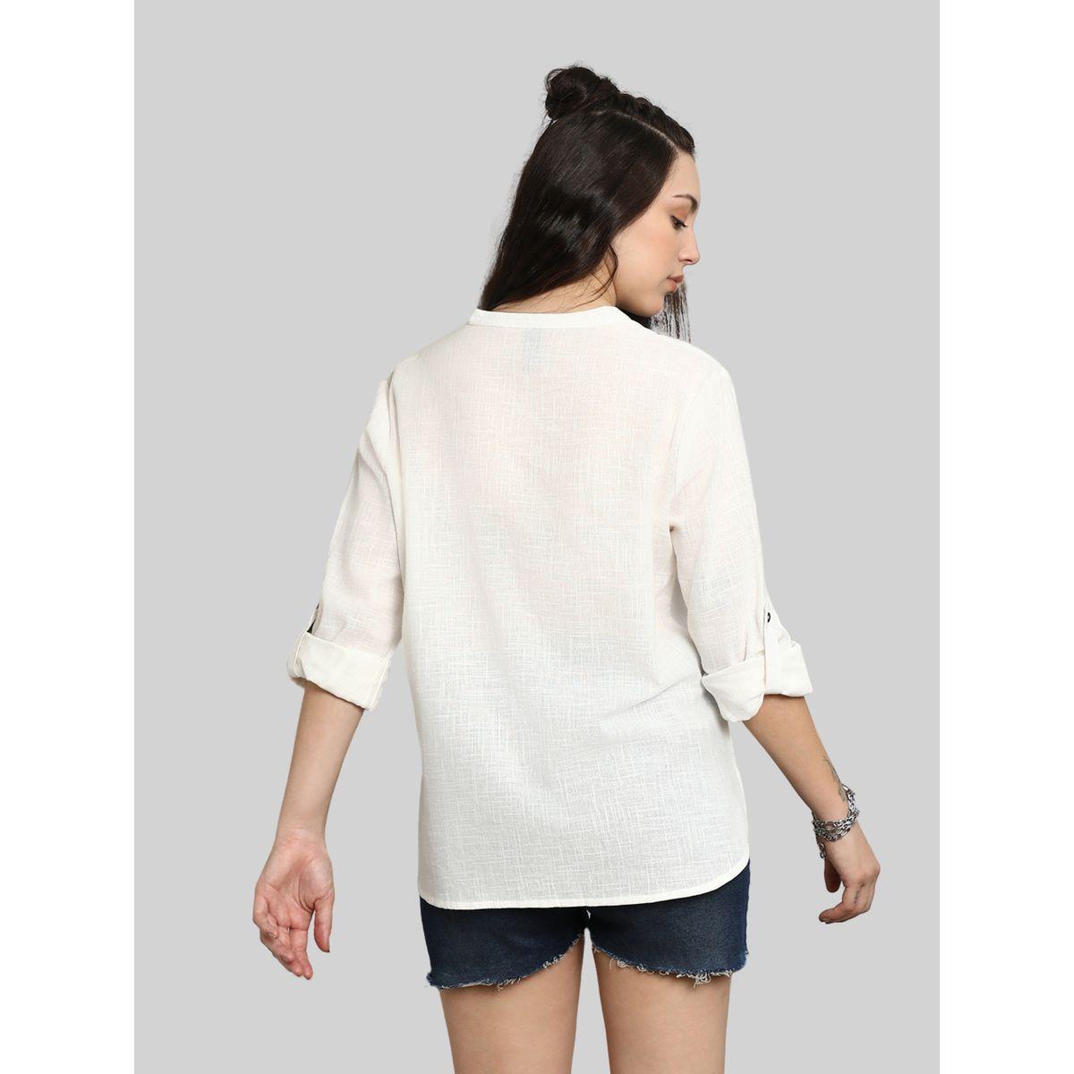 بلوزة كاجوال سادة بأكمام ملفوفة هاي ستار × ستايلي-women-clothing-shirtsandblouses-shirts-image-2