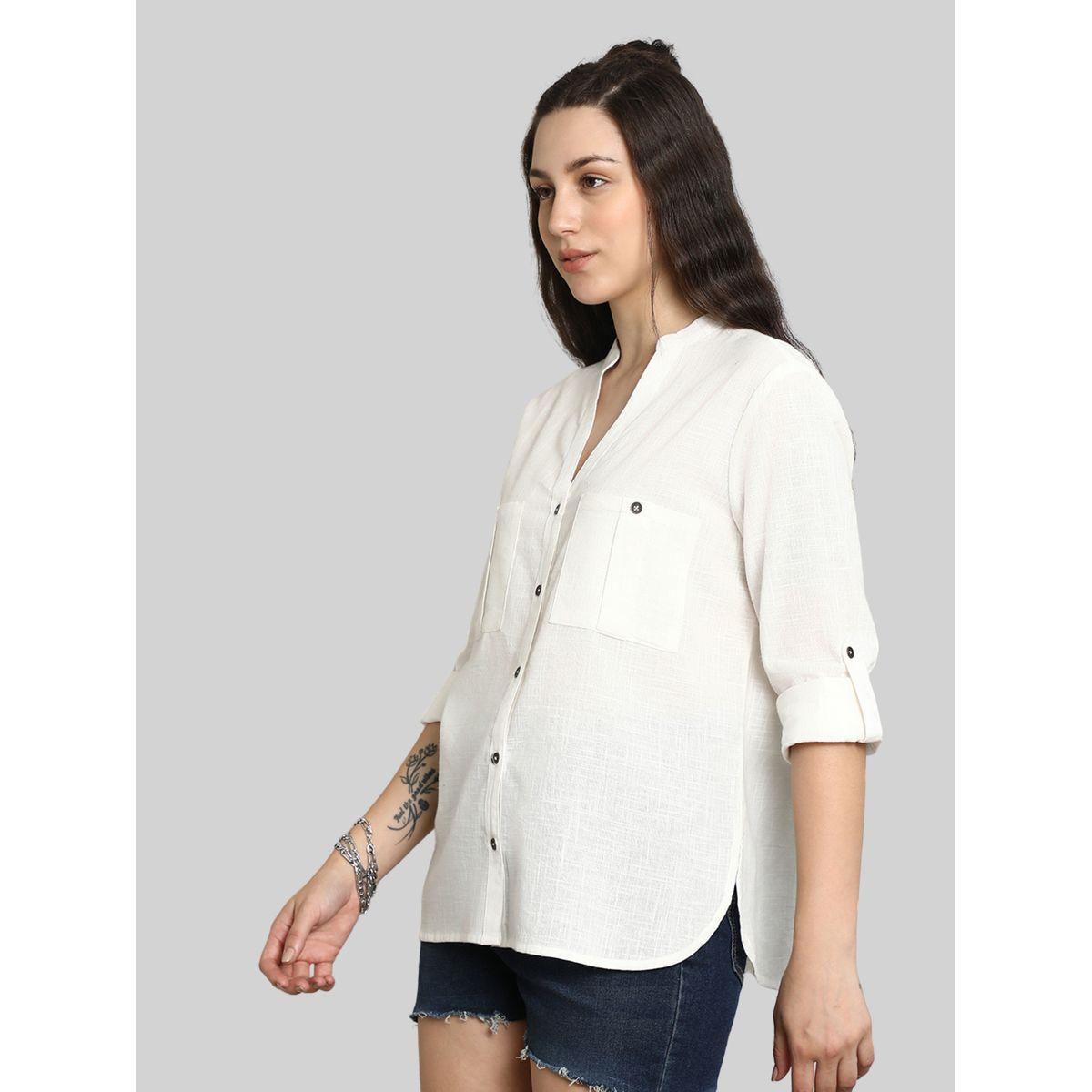 بلوزة كاجوال سادة بأكمام ملفوفة هاي ستار × ستايلي-women-clothing-shirtsandblouses-shirts-image-3