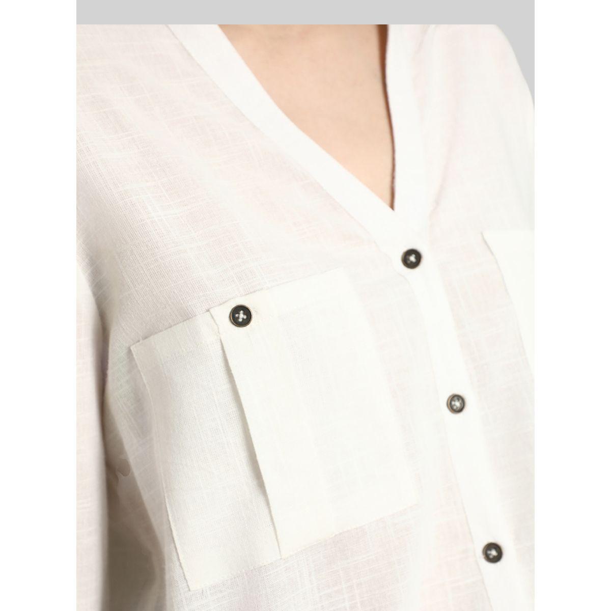 بلوزة كاجوال سادة بأكمام ملفوفة هاي ستار × ستايلي-women-clothing-shirtsandblouses-shirts-image-5