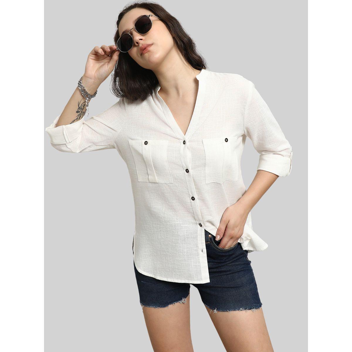 بلوزة كاجوال سادة بأكمام ملفوفة هاي ستار × ستايلي-women-clothing-shirtsandblouses-shirts-image-6