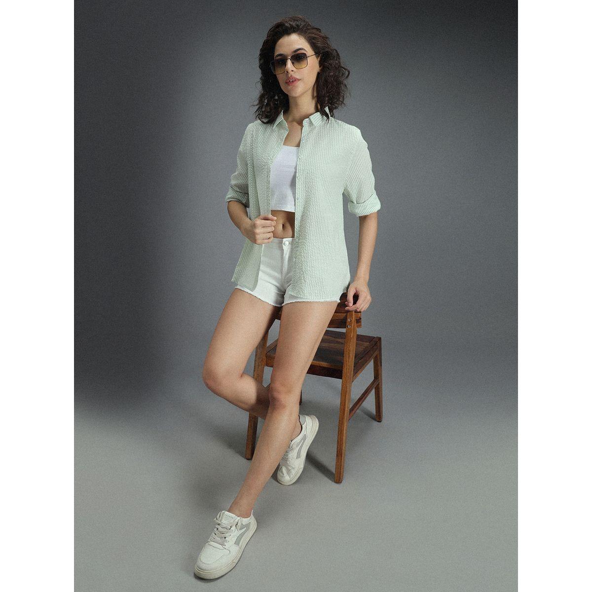 High Star X Styli  Striped Casual Shirt with High-Low Hem-women-clothing-shirtsandblouses-shirts-image-5